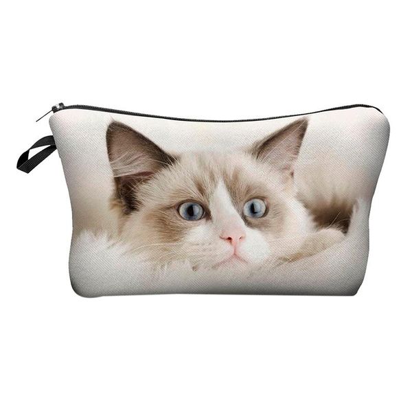 

cute pattern pouch travel case cosmetic makeup bag (beige cat) bags & cases