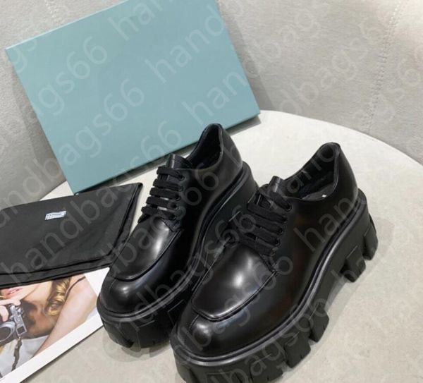 

2021 new spring and autumn cake thick soled casual small leather shoes non-slip sole heel height 6cm, Black