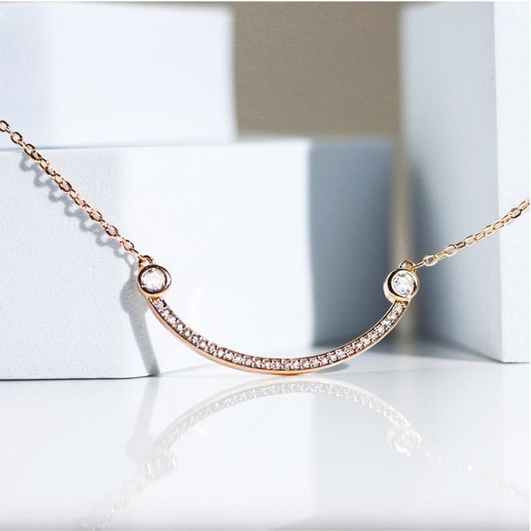 

pendant necklaces annuola sweet smile rhinestone metal necklace party daily personality chain female girl original jewelry, Silver