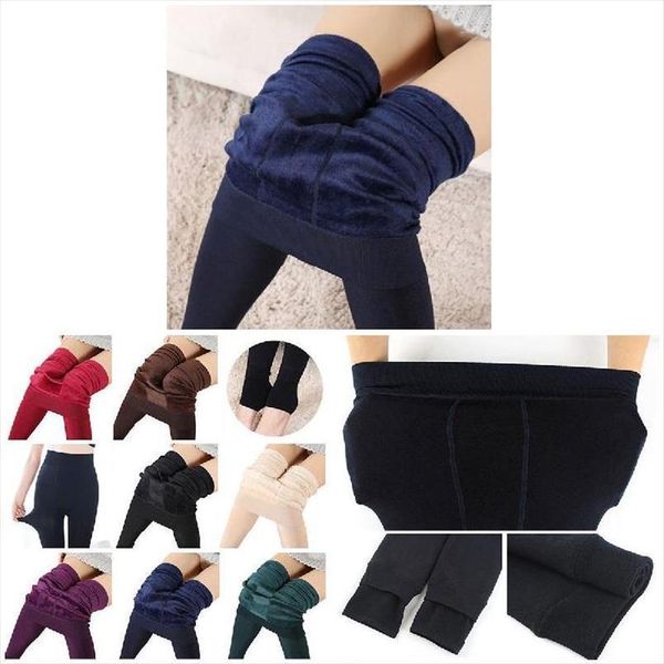 

newly heat fleece winter womens pants stretchy leggings warm lined slim thermal, Black;white
