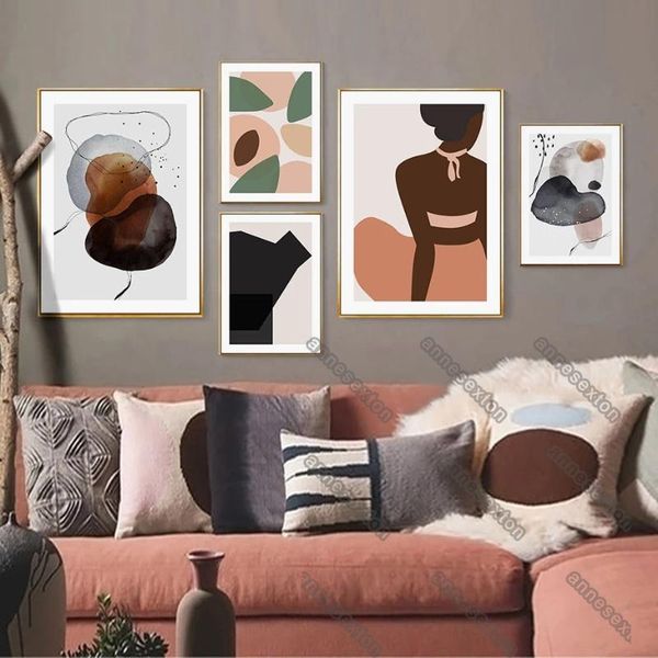 

paintings nordic style canvas painting posters and prints abstract geometric patterns pretty woman portrait for home rooms wall decoration