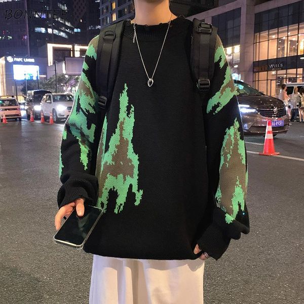 

men's sweaters men pullovers harajuku printed black streetwear teenagers sweater fashion design ropa de hombres jumper knitted cozy loo, White;black