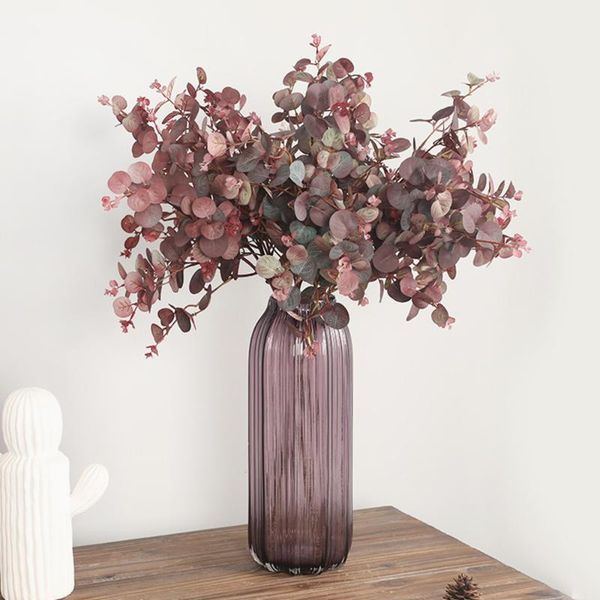 

decorative flowers & wreaths autumn style artificial plants fake leaf wall home decoration rack decor simulation silk eucalyptus tree branch