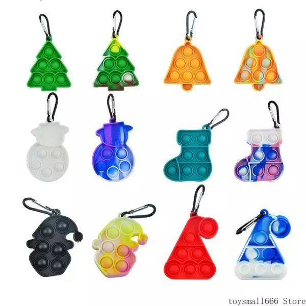 

christmas keychain push bubble fidget toy decompression toys party favor educational interactive partygame funny anti-stress relief gift in