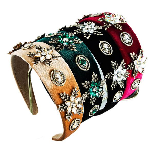 

teenage girls hair accessories sticks headbands for childrens autumn and winter retro crystal metal flower diamond accessory b8495, Slivery;white
