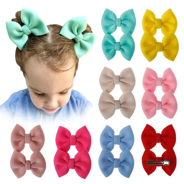 

ins 18color 3inch hair bows girls hair clips 2pcs/pairs baby bb clip cute barrettes designer accessories, Slivery;white