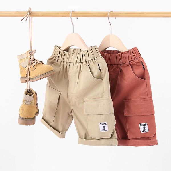 

kids boys cargo shorts children 2021 summer teenagers sweatpants pocket elastic waist child short pants wzfs203, Black