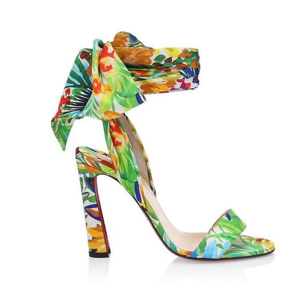 

women dress shoes luxury red bottom sandal fashion thick heel heels crosse du desert silk-crepe tie sandals lady high pumps,wedding party br, Black