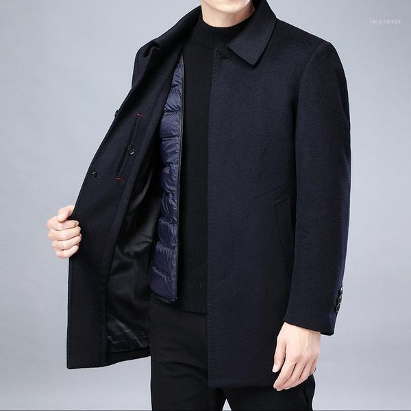 

men's wool & blends autumn and winter detachable tank down vest coat, Black