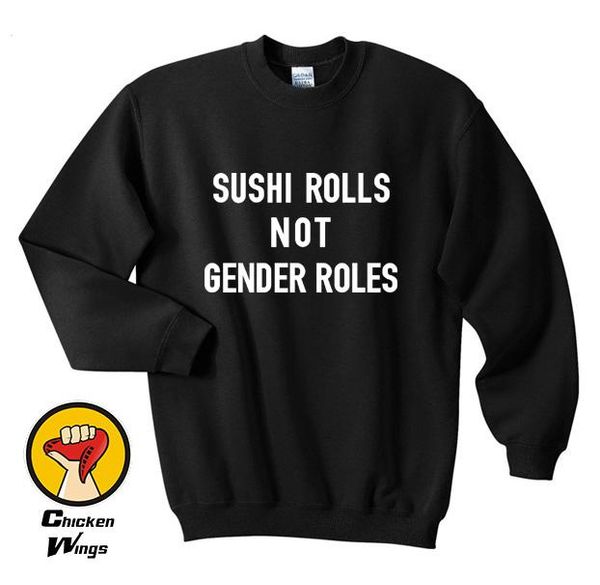 

women's hoodies & sweatshirts sushi rolls not gender roles womens statement sweatshirt feminist tumblr aesthetic sweatshirt-d201, Black