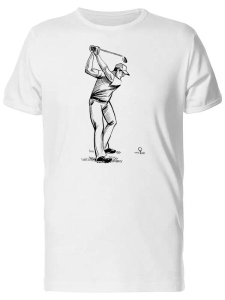 

cool man golfing sketch men's tee -image by shutterstock, White;black