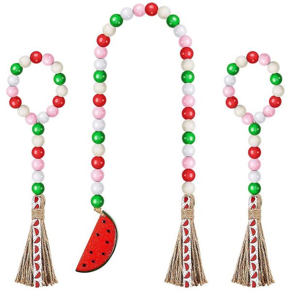 

pieces watermelon wood bead garland with tassels farmhouse summer fruit wooden beads decor novelty items