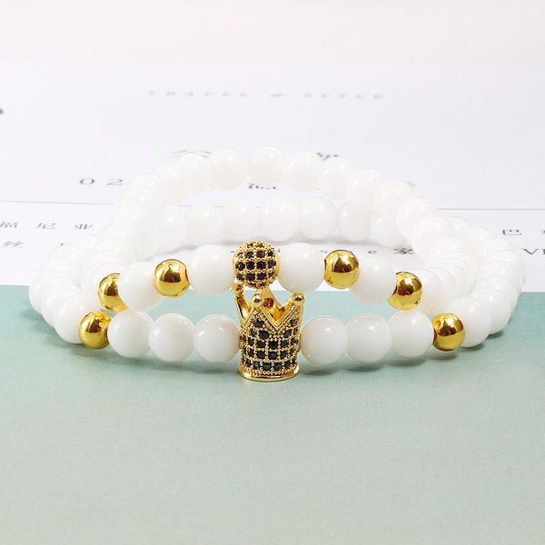 

2pcs/set fashion 6mm natural stone matte black bracelets distance men jewelry metal accessories beads bracelet&bangle for women beaded, stra