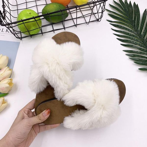 

autumn and winter cross women's slippers indoor drag casual flat sandals warm non-slip comfortable shoes, Black