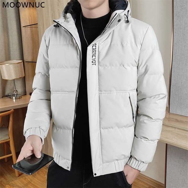 

winter men's fashion trend solid color hooded down jacket slim casual fleece thick high-quality size m-5xl 211119, Black