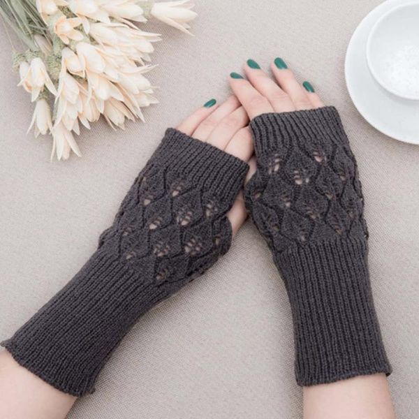 

fingerless gloves yjsfg house exposed finger women winter autumn knitted wrist mittens girls warm drive, Blue;gray