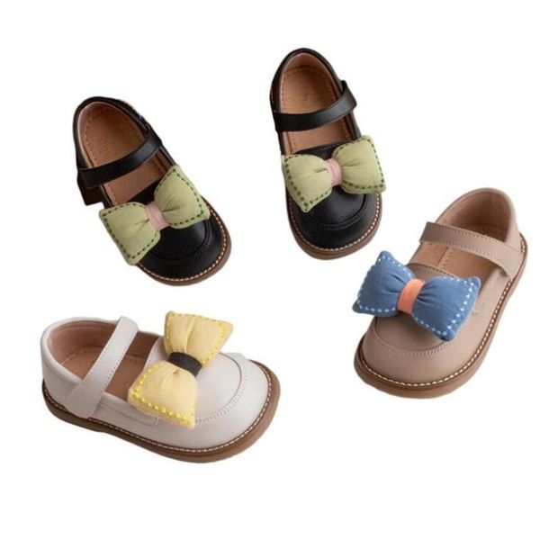 

flat shoes girls real leather kids fashion british style oxfords with bow-knot 2021 spring autumn childen' flats casual soft, Black;grey