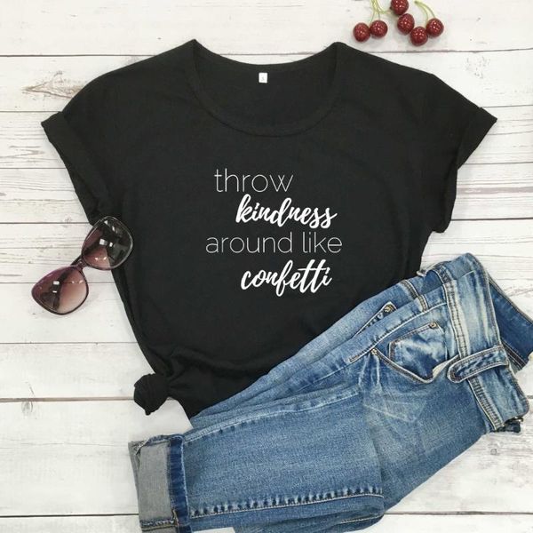 

women's t-shirt 100% pure cotton t shirt throw kindness letter print women short sleeve o neck loose tshirt summer causal tee, White