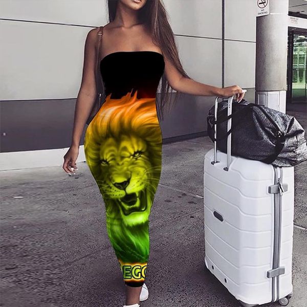 

brand lion animal bodycon womens dress anime colorful vestido green 3d print clothing, Black;gray