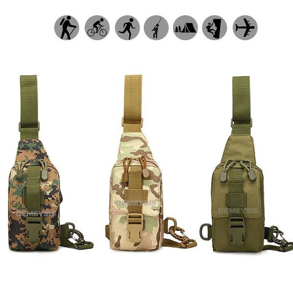 Açık Çantalar Askeri Taktik Göğüs Çantası Sling Crossbody Molle Camouflage Sport Camping Seyahat Yürüyüşü Av Sırt Çantası