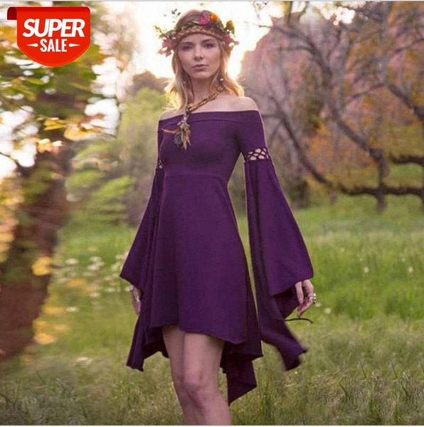 

retro solid color outdoor casual dress long-sleeved one-shoulder stretch skirt #c09o, Black