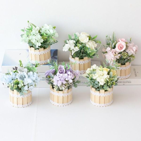 

decorative flowers & wreaths european style tea rose artificial flower pot bonsai potted home party villa living room decoration simulation