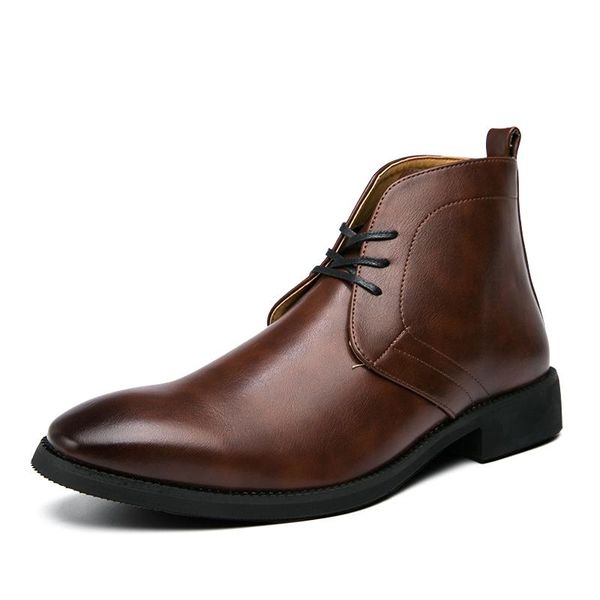 

dress shoes winter high men leather boots oxford ankle business lace up smart shoe mc5, Black