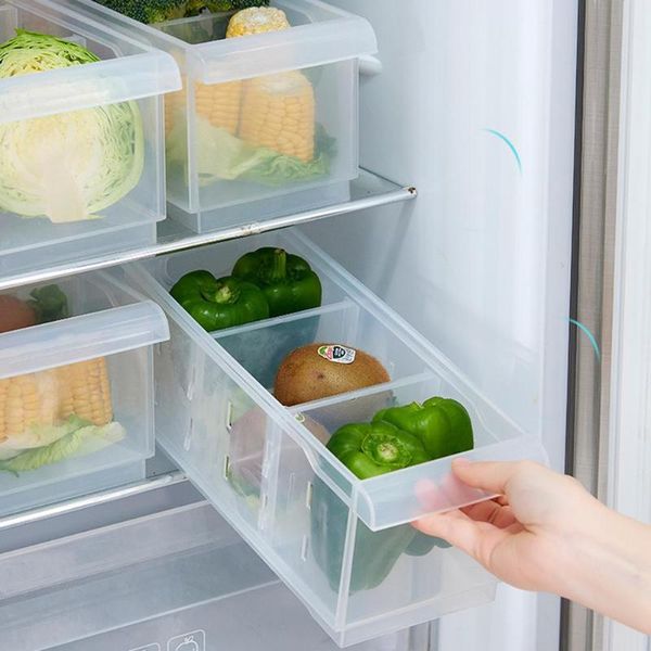 Bottiglie di stoccaggio Barattoli Cassetto Design Scatola per frigorifero Congelatore in plastica Contenitori per alimenti Organizzatore Dispensa Armadietto per cucina