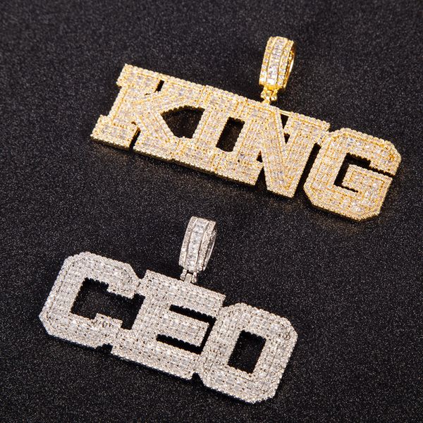 

hip hop customized name baguette letters pendant necklace tennis chain men women rock street jewelry, Silver