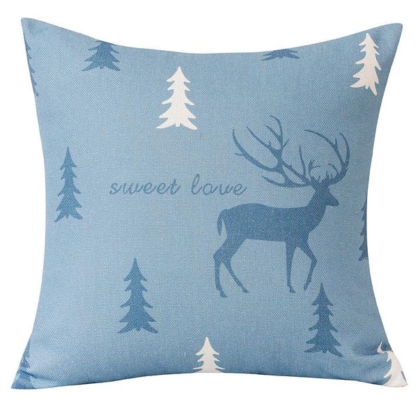 

pillow oamdee nordic cotton linen fabric blue elk pillowcase american living room sofa cushion office waist