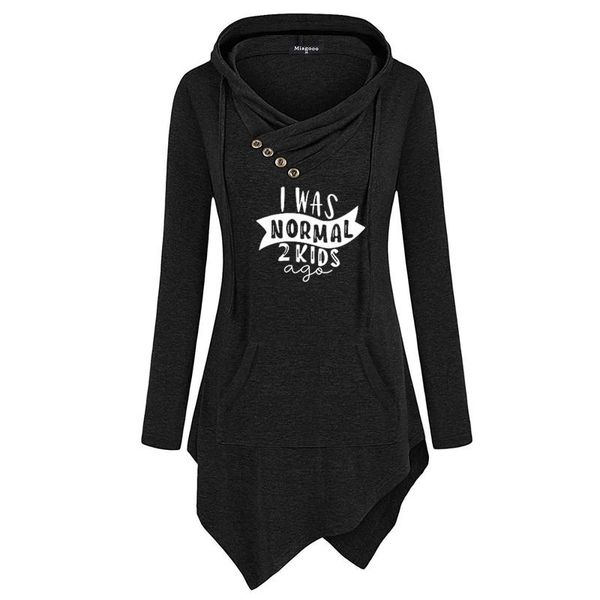 

casual dresses 2021 i was normal 2 kids ago women long sleeve funny pullover hoodies sweatshirts woman gift girls clothing, Black;gray