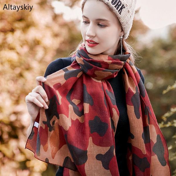 

scarves women camouflage printed korean scarf chic all-match 2021 womens shawl fashion casual wraps female long high quality, Blue;gray