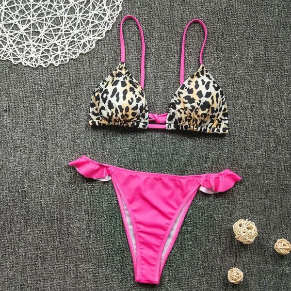 

women's swimwear 2021 selling women ladies leopard print bikini set high cut waist swimsuit biquini, White;black