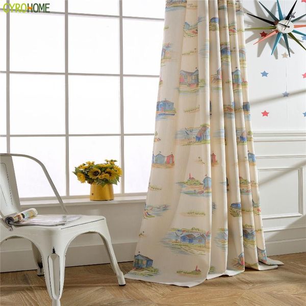 

curtain & drapes light yellow cartoon curtains mediterranean style room kids decoration house design child cortinas for bedroom