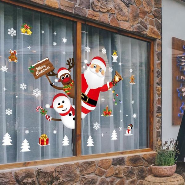 

christmas decorations wall window stickers marry decoration for home 2021 ornaments xmas navidad gift year 2022