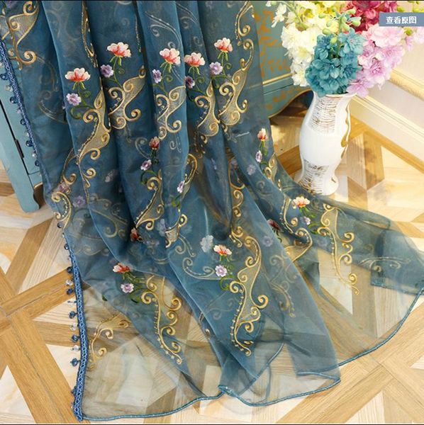 

high-end american pastoral embroidered morden curtain luxury curtains for living room bedroom fashion voile & drapes