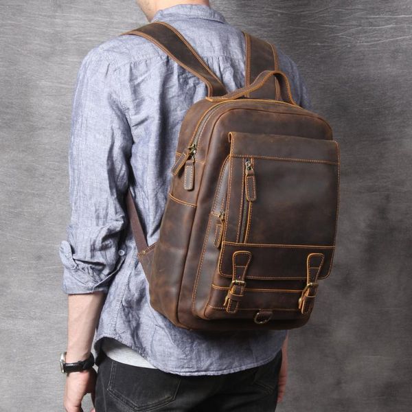 

backpack cowhide designer bags luxury backpacks for men genuine leather lapanti theft shoulder daypack bagpack