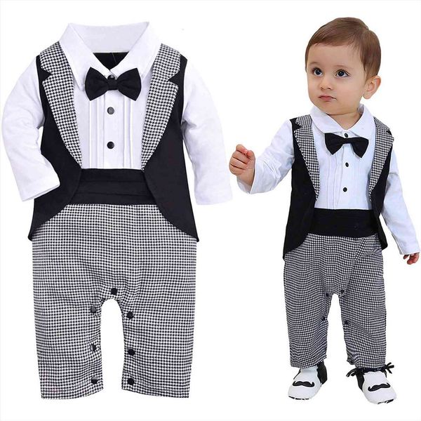 

baby boy clothes suits newborn infant boys tuxedo gentleman onesie romper jumpsuit wedding outfits kids clothing, White