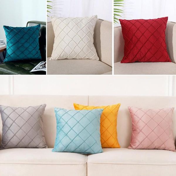 

pillow case velvet cushion cover pleated checked plaid plush decorative lounge for car, chair, decorative, seat 45cm*45cm