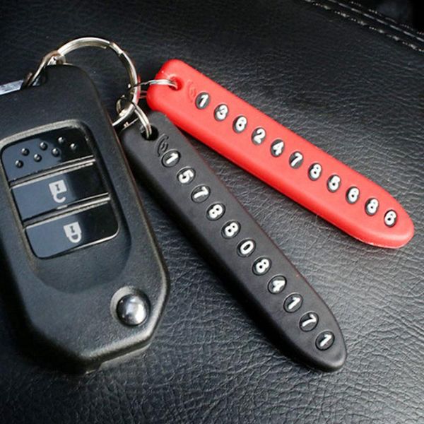 

keychains anti-lost phone number plate car keychain pendant auto vehicle card keyring key chain interior decoration, Silver