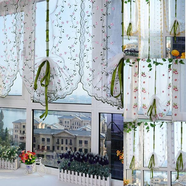 

curtain & drapes room floral embroidery window sheer voile panel valances