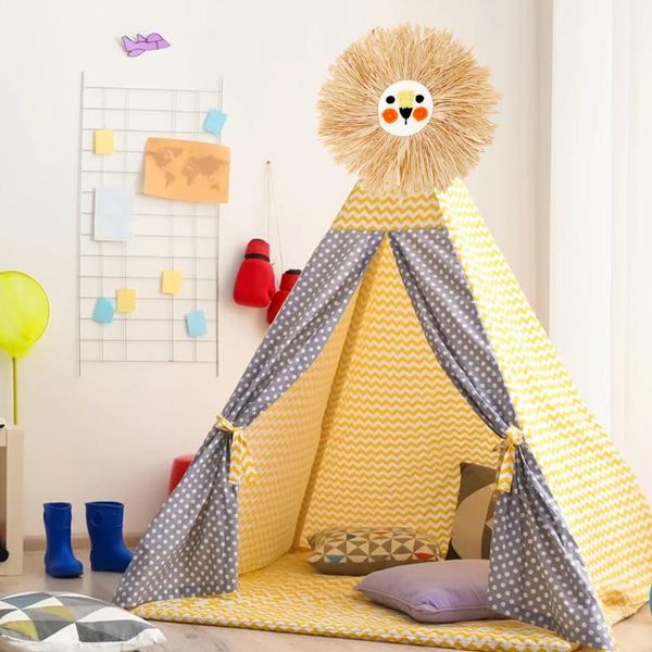 

decorative objects & figurines cartoon lion tiger straw child's bedroom wall hanging vivid color handcrafted cotton thread weave durabl
