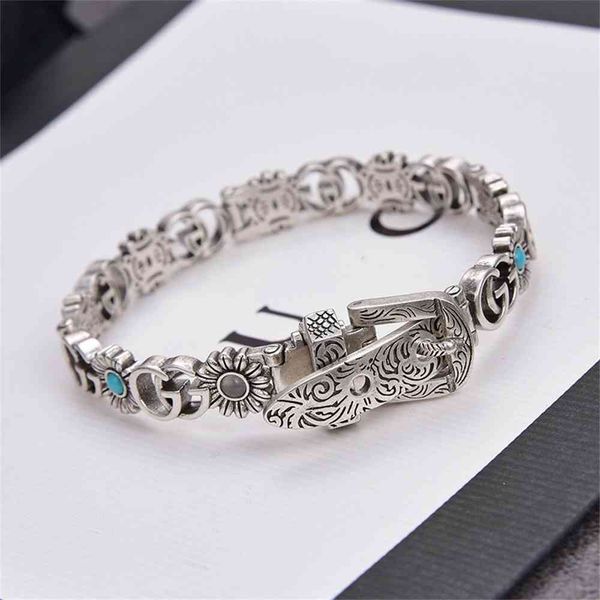 

70% off sales in factory stores gu double daisy flower belt buckle bracelet women's inlaid carved pattern adjustable, Golden;silver