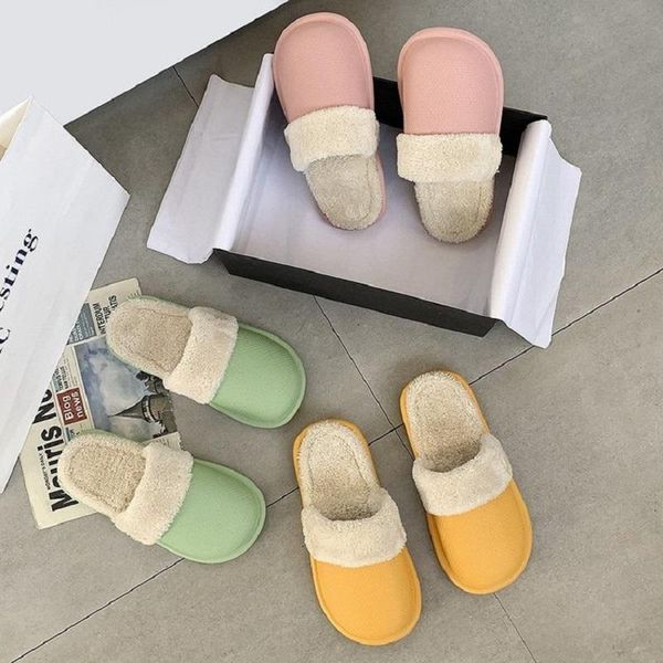 

slippers for women shoes indoor house plush soft cute cotton non-slip floor home slides bedroom shoess, Black