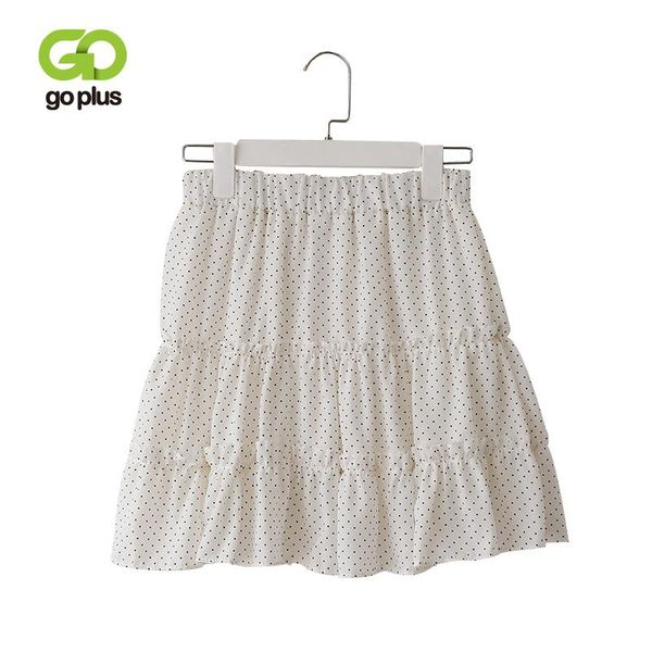 

skirts goplus summer mini skirt women vintage ruffles high waist elastic dot solid red white womens ropa verano mujer 2021 c7565, Black