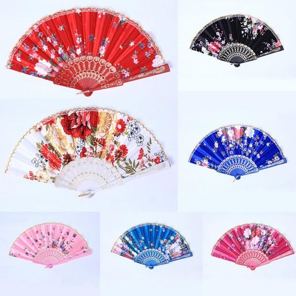 

other home decor folding hand held fan flower red black wedding dance party silk fans luxury fashion stamping gift d