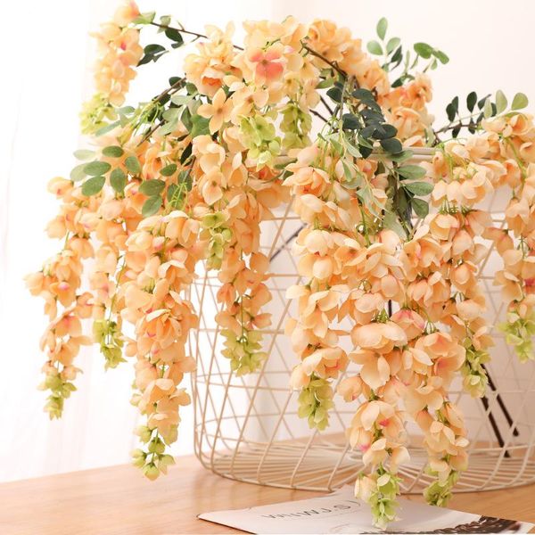 

artificial ivy small roses fake flowers vine garland wedding home store decoration plastic hanging wall green plants rattan leaf decorative