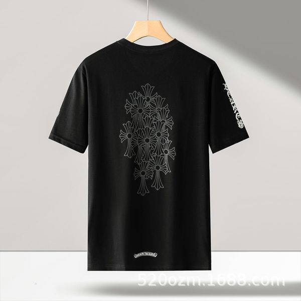 

t shirt ch fashion brand croix decal print heart hip hop couple loose crew neck short sleeve, White;black