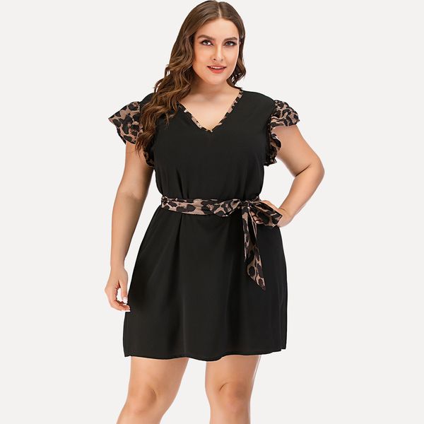 

women's plus size hy86238 large with leopard lace up at waist