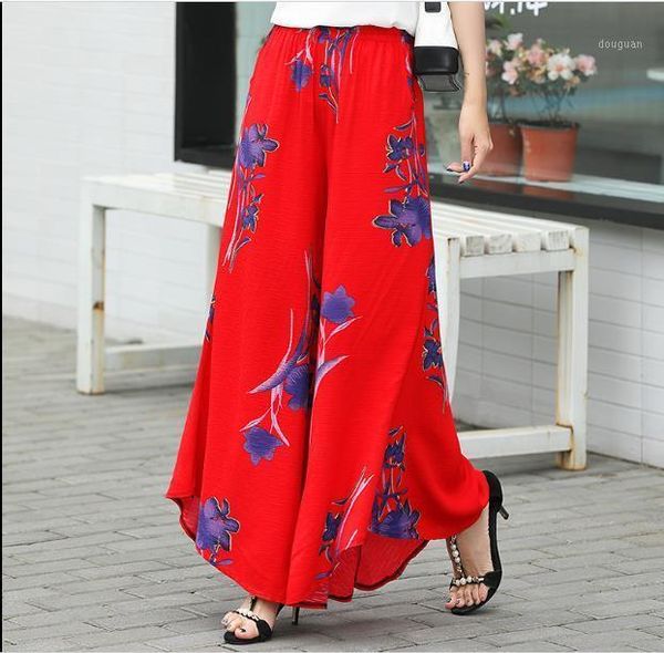 

women's pants & capris long gaucho boho flare elephant high waist wide leg chic sophisticated casual sassy tie-dyed dance rq126, Black;white